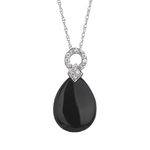 Onyx and Diamond Drop Pendant by Reeds