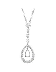 CleverEves 18K White Gold 1 2 Ct Tw Semi 5.75X3.75 Diamond Necklace Semi Mount