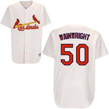 MLB Men's St.Louis Cardinals Adam Wainwright White Home Short Sleeve 6 Button Synthetic Replica Baseball Jersey Big & Tall Spring 2012  (White, XXXX-Large)