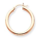 14k Rose Gold 3mm Hoop Earrings - Measures 28x28mm