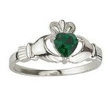 Sterling Silver Irish Claddagh Birthstone Ring - May - Made in Ireland