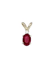 14kt Yellow Gold Oval Ruby and Diamond Pendant
