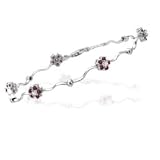 0.05 Cts Diamond & 1.00 Ct Garnet Bracelet in 14K White Gold