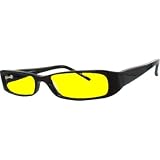NIGHT DRIVING GLASSES WITH CANARY YELLOW POLYCARBONATE DOUBLE SIDED ANTI-REFLECTIVE COATING, SCRATCH COATING AND UV PROTECTION - BLACK PLASTIC FRAME - 54-16-135
