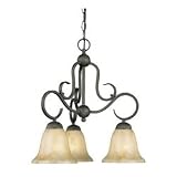 Thomas Lighting SL8842-63 Marlo - Three Light Chandelier, Painted Bronze Finish with Hand Painted Marble Glass