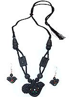 Jewelry Necklace and Earing In Terracota Handcrafted Unique Gift For Her
