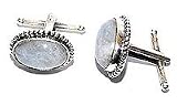 Cufflinks Pair Men Sterling Silver Rainbow Gemstone Antique Reproduction Indian Style (cflng125)
