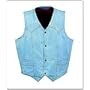 Men's Blue Denim Motorcycle Vest MV102Blue