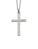 080. Sterling Silver Flat Engraved Cross Pendant