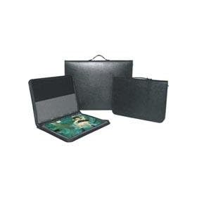 Florence Presentation Case Leather Series, Zippered Portfolio Case with 10 Super Clear Archival Page Protectors, 18 x 24, Color: Black