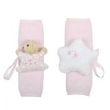 Tuc Tuc Newborn to Toddler Pink Car Seat Harness Pads, Strap Cover Buddies. Moon & Stars Collection.