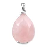 .925 Silver & Faceted Rose Quartz Teardrop Pendant
