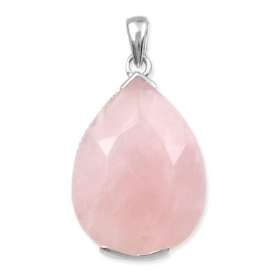 .925 Silver & Faceted Rose Quartz Teardrop Pendant