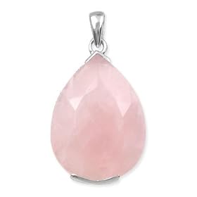 .925 Silver and Faceted Rose Quartz Teardrop Pendant by Element Jewelry & Accessories