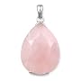 .925 Silver & Faceted Rose Quartz Teardrop Pendant