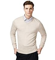 Savile Row Inspired Merino Wool Rich V-Neck Jumper with Silk