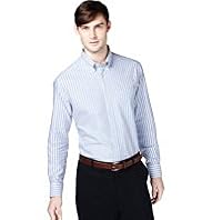2" Longer Pure Cotton Striped Oxford Shirt