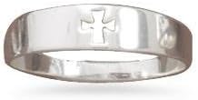 Cut Out Cross Ring Fine Silver Plate Sizes 3 to 7 Childrens Teens, 8