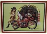 Fire Department Motorcycle Metal Sign Vintage pinup girl style