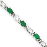 14k 6.76ct. Emerald and Diamond Bracelet - 7 Inch - Box Clasp