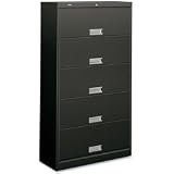 HON 600 Series 5 Shelf Files with Receding Doors, Letter Size, Charcoal,