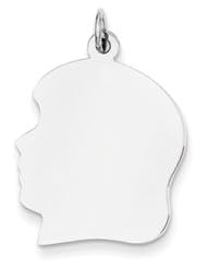 Genuine IceCarats Designer Jewelry Gift 14K White Gold Plain Large Facing Left Engravable Girl Charm