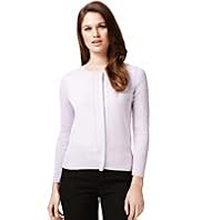 Autograph Pure Cotton 3/4 Sleeve Ribbed Cardigan