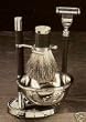 Bey Berk Shaving Shave Set BB22 Mach 3 Razor Badger Brush w/ Soap Dish on Stand Black Silver Plated