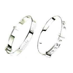 D for Diamond Twinkle Twinkle Little Star Adjustable Bangle in Silver