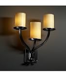 Justice Design Group CNDL-8783-10-AMBR-MBLK Candlearia 3 Light Sconces in Matte Black