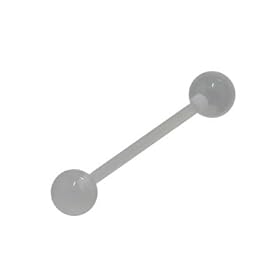 Clear Flexible PTFE Barbell Tongue Ring: Jewelry