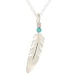 Southwestern Native American Handmade Feather Pendant with Turquoise Gemstone Bead by Navajo Artist Jennifer Tracey on an 18" Rolo Chain, #7754