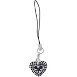 Black Gem PAVED HEART Cell Phone Charm