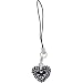 Black Gem PAVED HEART Cell Phone Charm