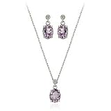 Amethyst Diamond Pendant and Earring Set in Sterling Silver