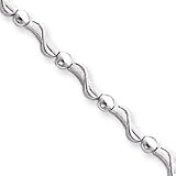 14k White Gold 8 Inch D-Cut Satin Fancy Bracelet