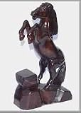 Asian Hand Carved Wood Rearing Horse Statue Sculpture