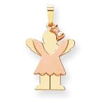 14k Two-tone Small Girl with Bow on Right Engraveable Pendant