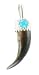 Navajo Crafted Sterling Silver and Claw Pendant Charm with Reversible Turquoise and Coral