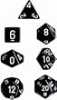 Polyhedral 7-Die Opaque Dice Set - Black with White