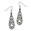 .925 Silver & Carved Black Shell Dangle Earrings