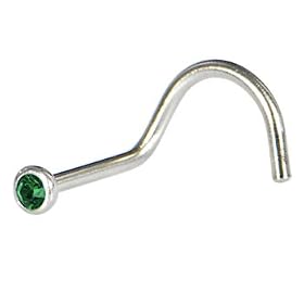 Buy Swarovski EMERALD Screw Nose Ring by Body Candy