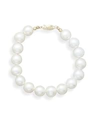 Freshwater Pearl Bracelet 8.5 to 9mm Individually Knotted 14K Yellow Gold