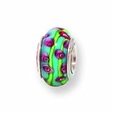 Ster. Silver Reflections Kids Green Murano Glass Bead Charm