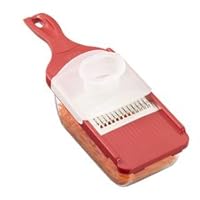 Kuhn Rikon Quick Slice Julienne Mandoline Slicer with Container, Red
