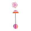 Stainless Steel with Multi Layer Colored UV Orange Barbell - Star Sold as a Pair
