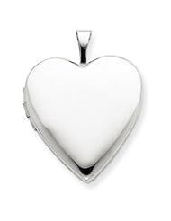 Genuine IceCarats Designer Jewelry Gift 14K 20Mm White Gold Plain Polished Heart Locket