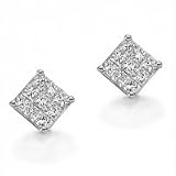 Bling Jewelry Inspired by Designer Sterling Silver Mens Unisex Invisible Cut CZ Stud Earrings -...