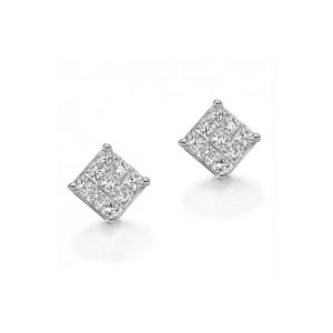 Bling Jewelry Inspired by Designer Sterling Silver Men's Unisex Invisible Cut CZ Stud Earrings - 1ct(6mm)