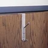 SAF4166 Over-The-Door Double Coat Hook, Satin Aluminum Base w/Chrome Hooks